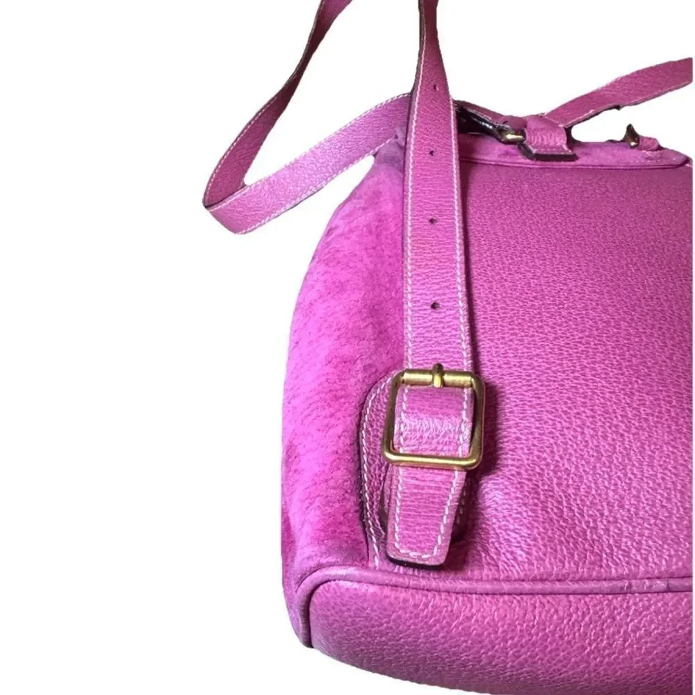 GUCCI Vintage Fuchsia Pink Suede Leather Mini Bamboo Backpack Napsack Auth